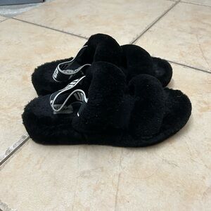 UGG Black Fuzzy Slippers size 39